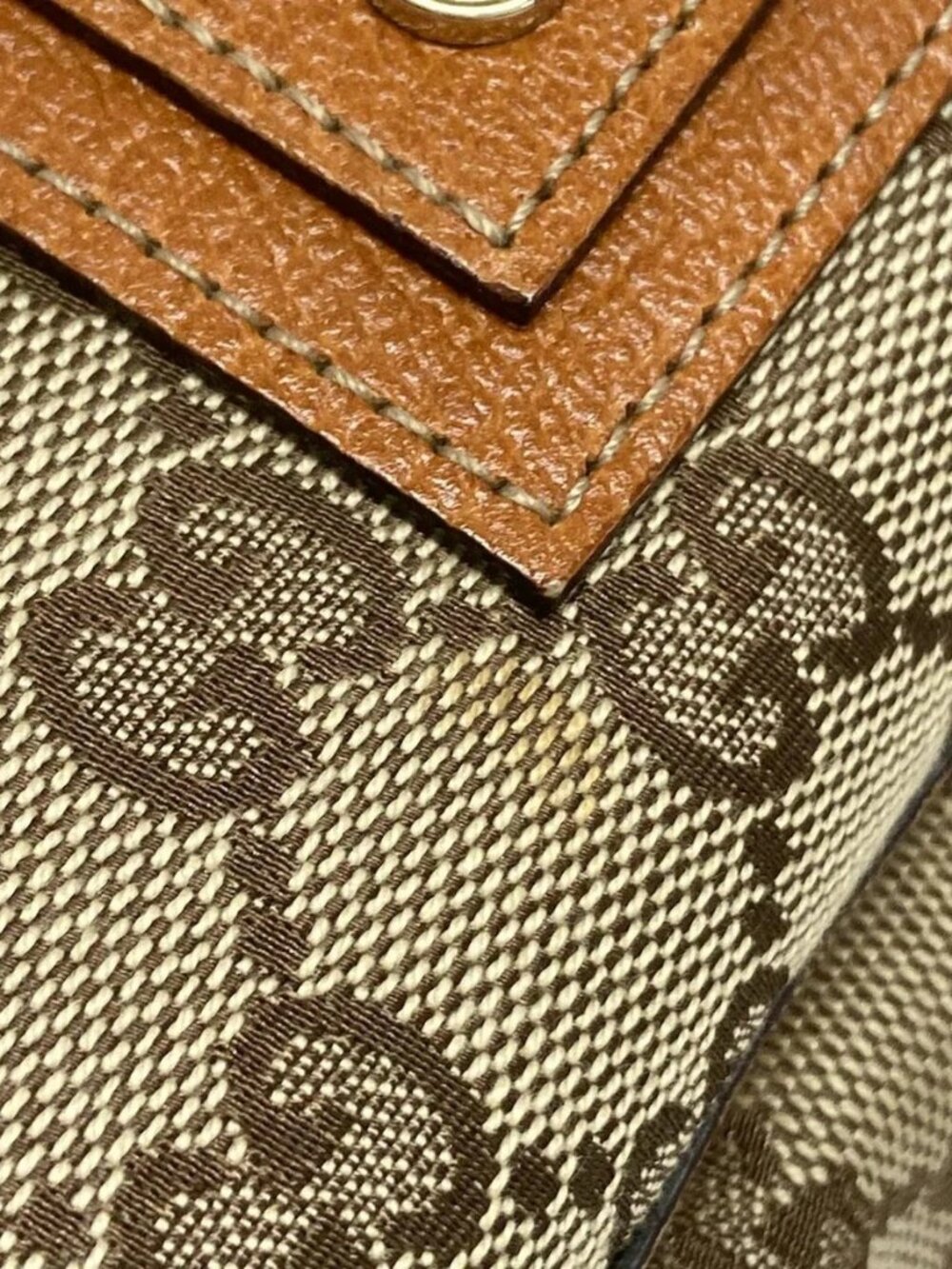 GUCCI GG Pattern, Abbey 130939 Beige Dark Brown Brown Jacquard Leather Handbag - Picture 11 of 16